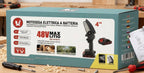 Mini fierăstrău cu lanț 48 V, 4", cu 2 acumulatori