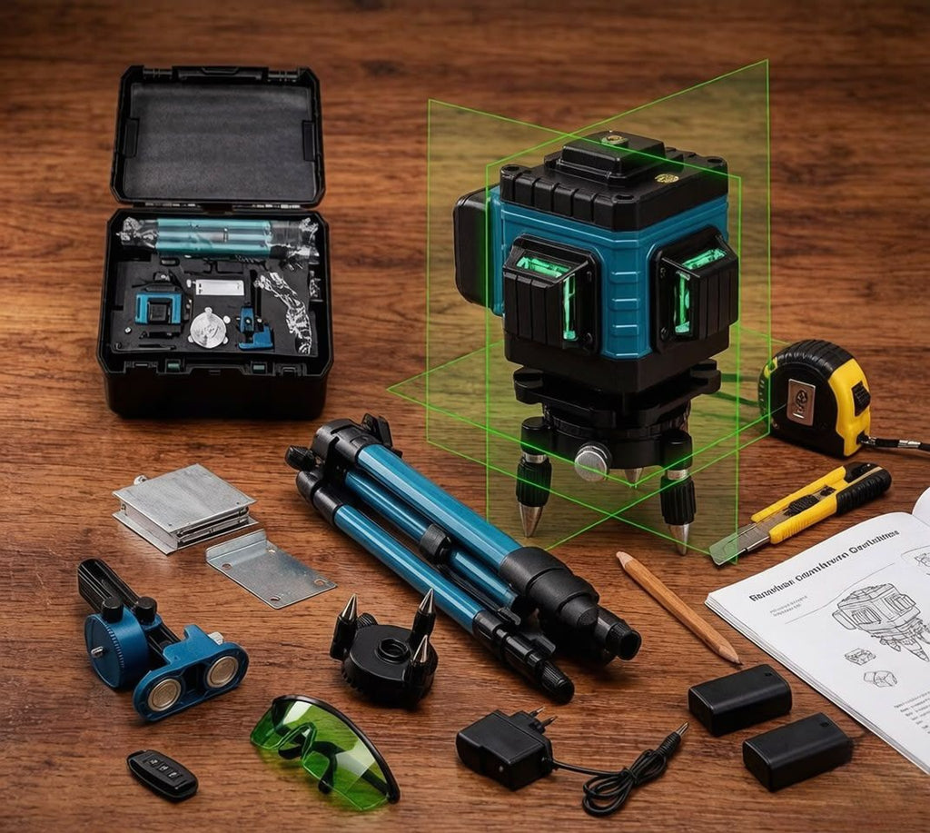 Nivelă laser 3D cu fascicul verde și trepied