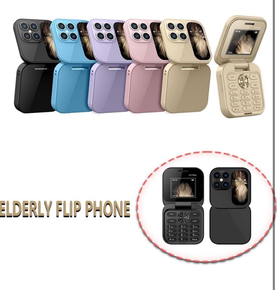 Telefon pliabil i17 Pro Mini cu taste mari
