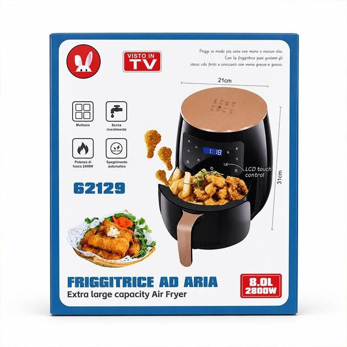 Friteuză cu aer cald 8 l cu ecran tactil LCD (model 62129)