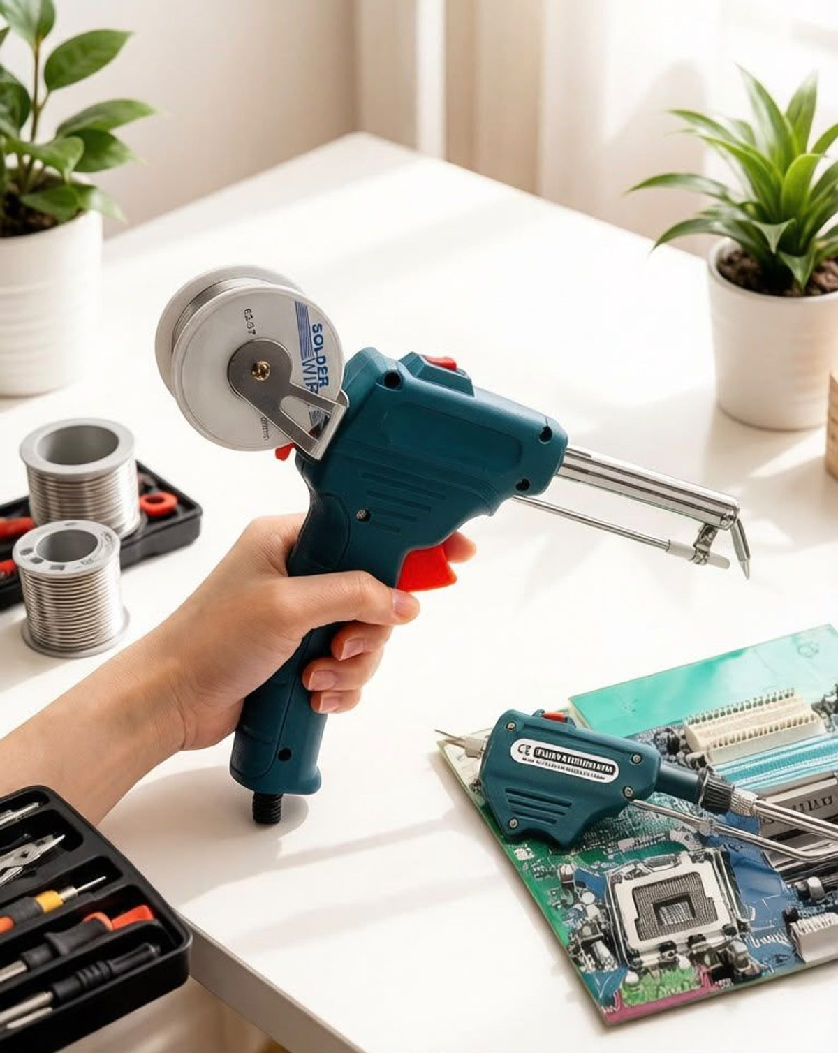 Pistol de lipit cu alimentare automată pentru electronice