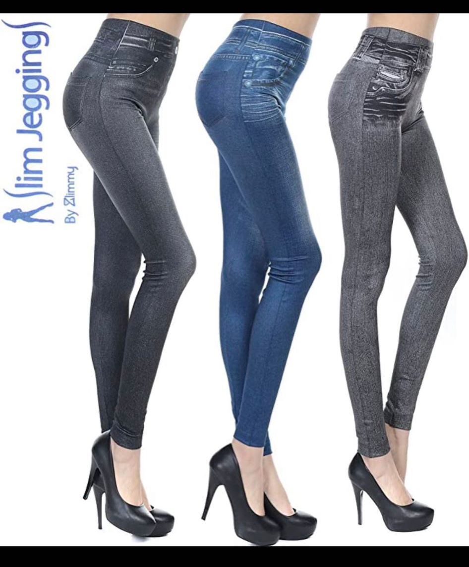 Slim Jeggings Jambiere elastice cu aspect denim (de la Slimmy)