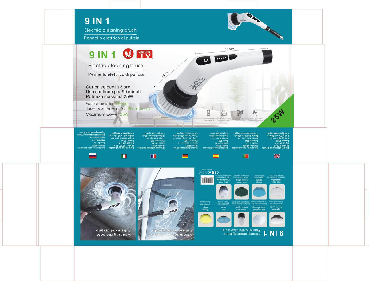 Perie electrică de curățare cu acumulator 9 în 1