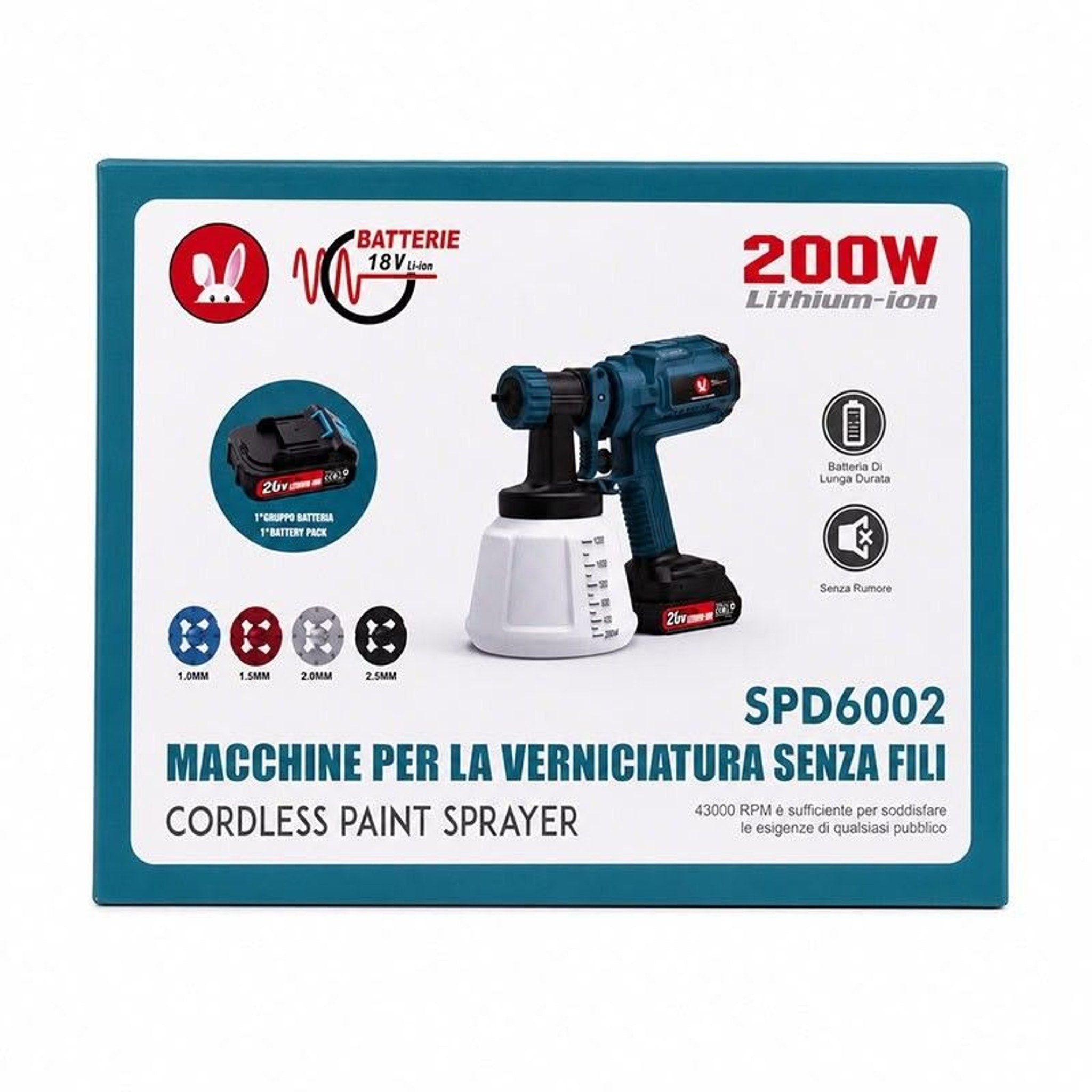 Pistol de vopsit cu acumulator SPD6002, 200 W, cu 4 duze