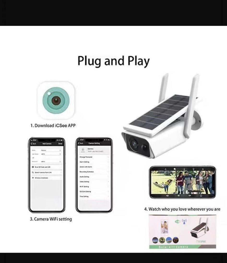 Cameră de securitate WiFi pentru exterior alimentată cu energie solară