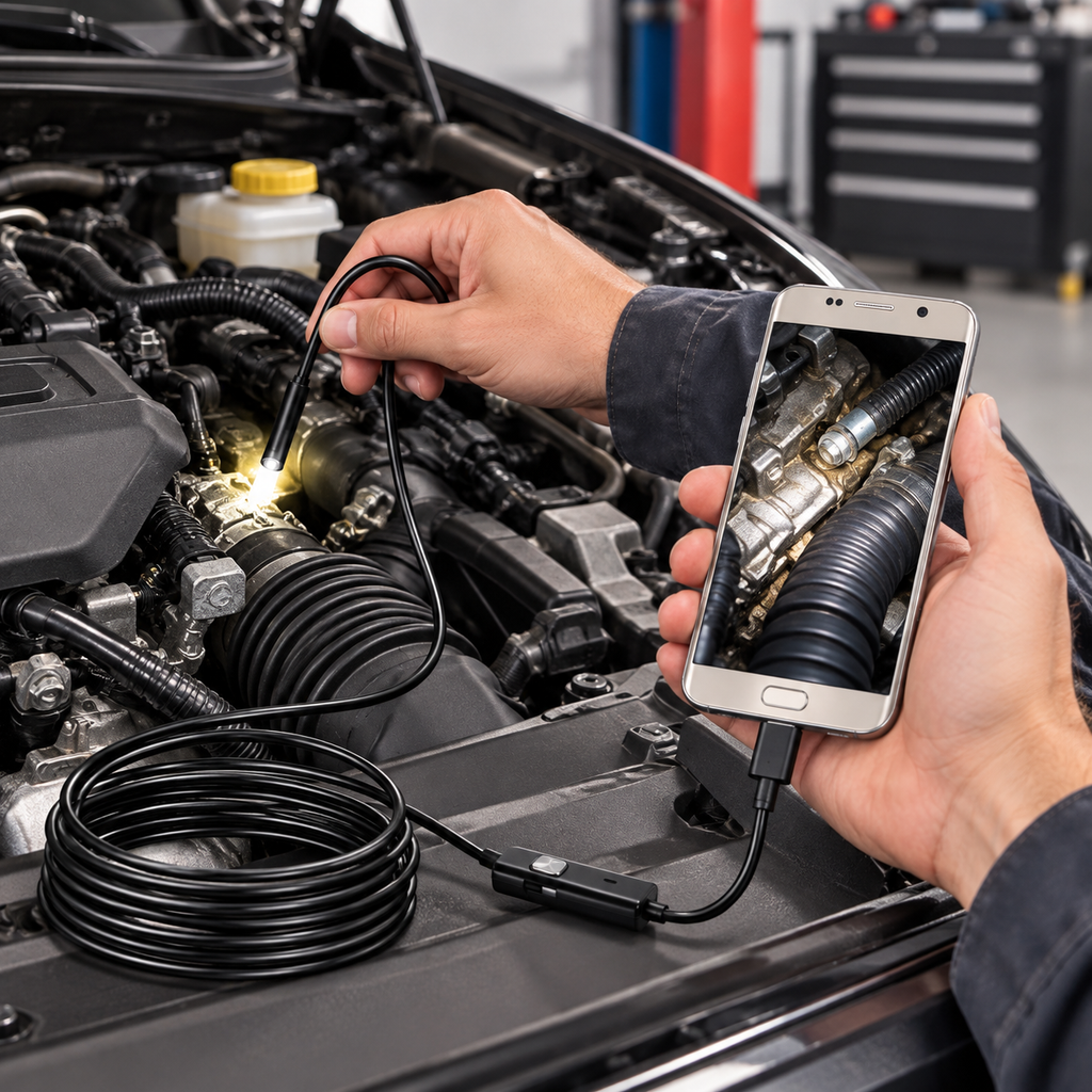 Endoscop USB folosit pentru verificarea motorului