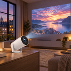 Mini proiector portabil folosit pentru vizionare acasă în living